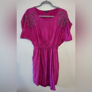 Fuchsia dress with rhinestone embellishments on shoulders size xs
